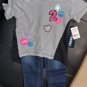 Limited Too outfit 24 months black and white with stripes and jean pants